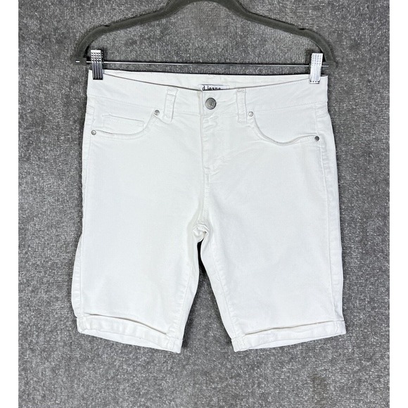 D. Jeans Bermuda Denim Shorts Women Size 6 Stretch White Cotton Back‎ Pockets - Picture 1 of 7